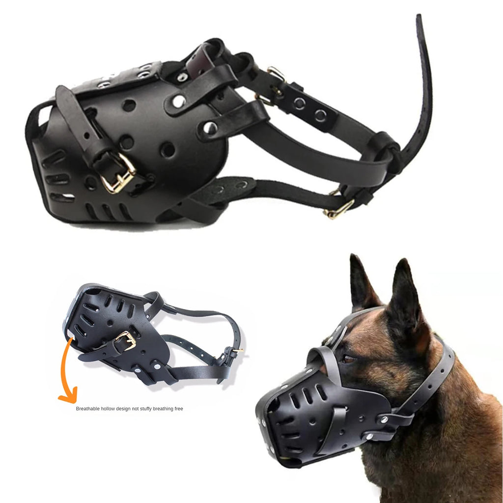 Leather Pet Dog Basket Muzzles German Shepherd Doberman Anti-Bite Dog Mouth Cage Dog Training Defense Masks for Small/Large Dogs