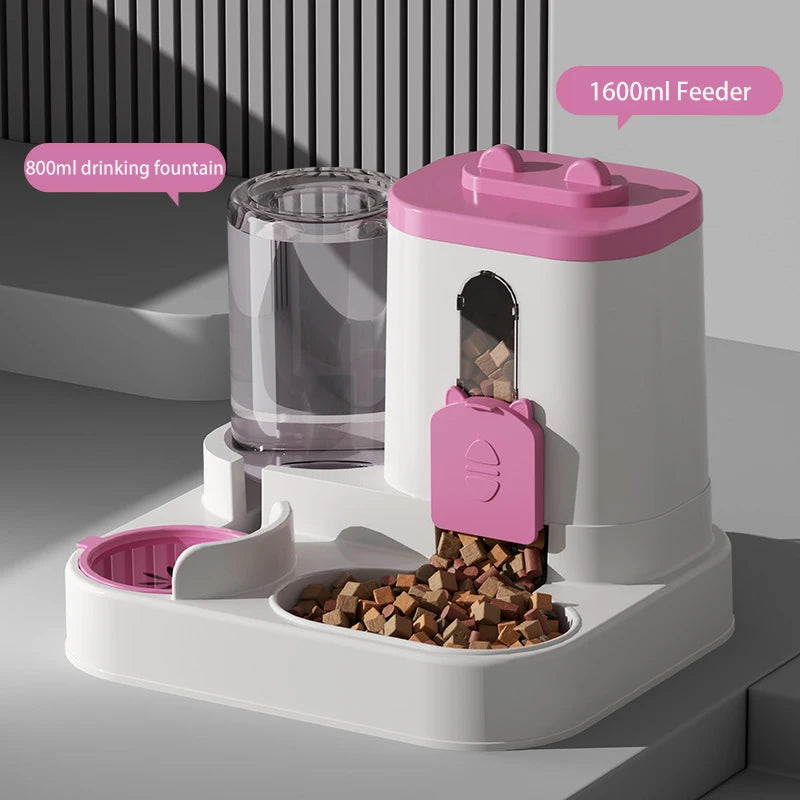 Pet Large-Capacity Feeder with Integrated Automatic Water Dispenser, Cat Food Bowl, Dog Feeding Bowl, Pet Supplies