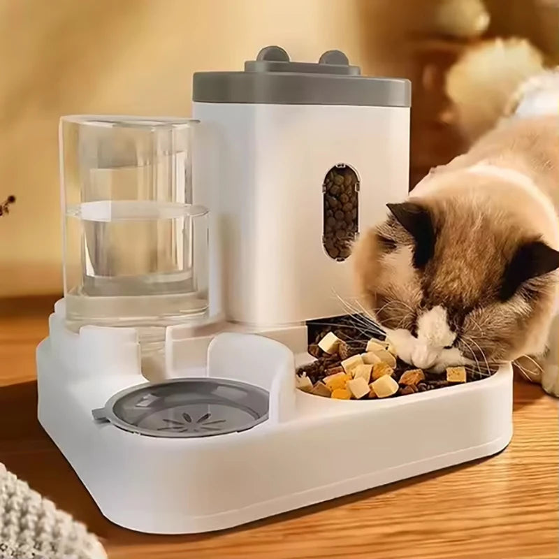 Pet Large-Capacity Feeder with Integrated Automatic Water Dispenser, Cat Food Bowl, Dog Feeding Bowl, Pet Supplies