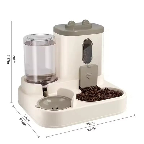 Pet Large-Capacity Feeder with Integrated Automatic Water Dispenser, Cat Food Bowl, Dog Feeding Bowl, Pet Supplies