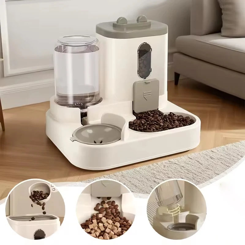 Pet Large-Capacity Feeder with Integrated Automatic Water Dispenser, Cat Food Bowl, Dog Feeding Bowl, Pet Supplies