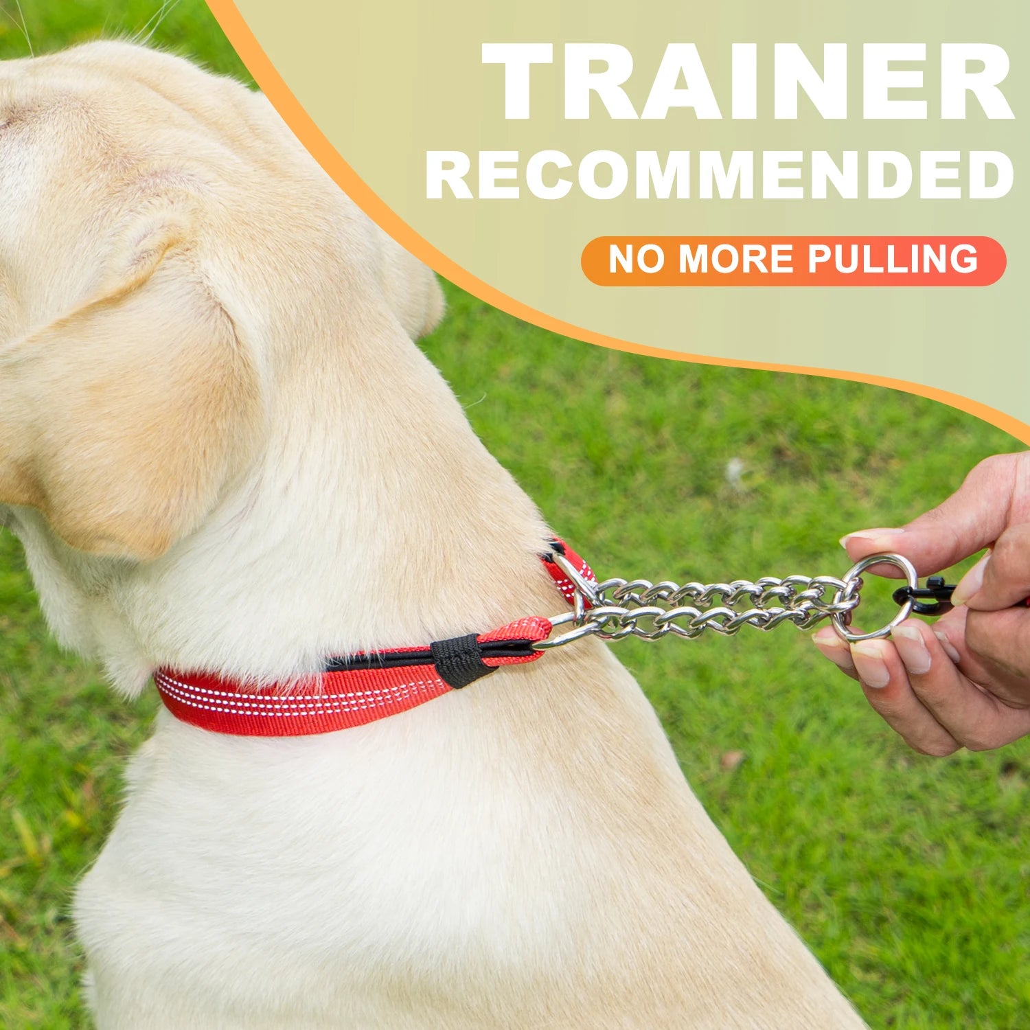 Dog Collar with AirTag Holder, Reflective Nylon Soft Padded No-Pull Training Collar Adjustable Stainless Steel Chain Collar