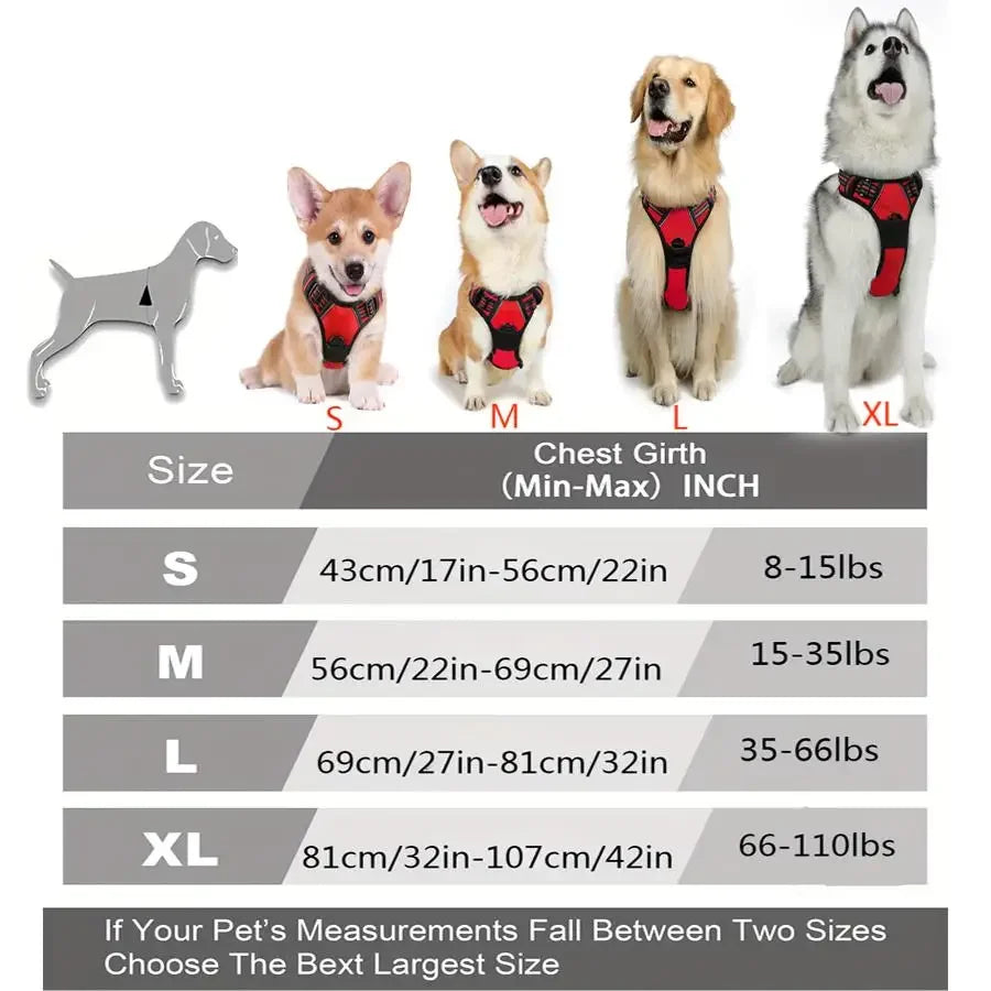 Dog Harness Without a Leash, Front Buckle, Heavy-Duty Reflective, Easy-to-Control Handle for Pet Dogs, Specially Designed for Walks
