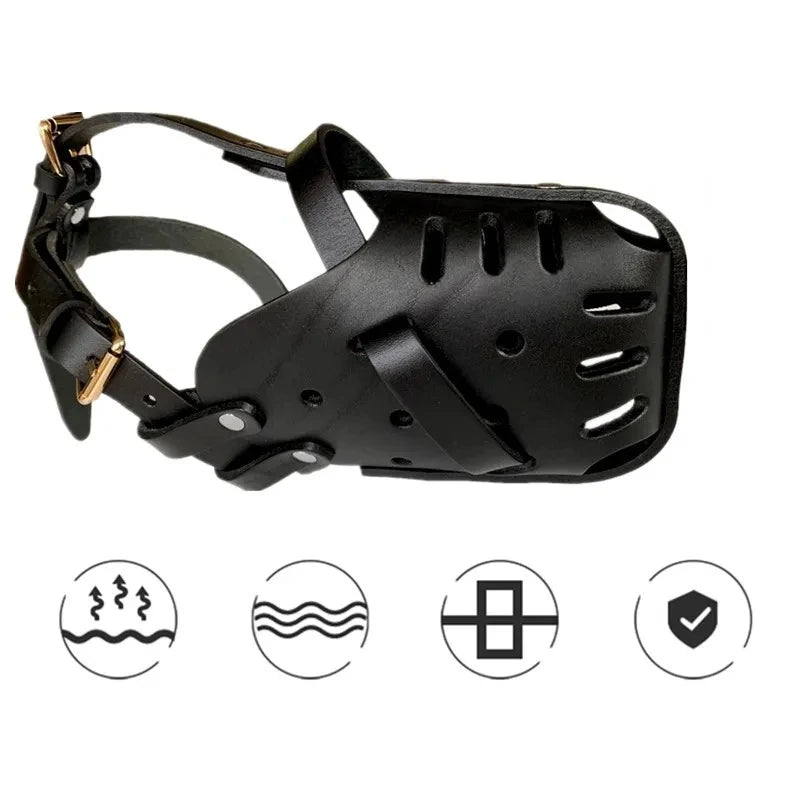 Leather Pet Dog Basket Muzzles German Shepherd Doberman Anti-Bite Dog Mouth Cage Dog Training Defense Masks for Small/Large Dogs