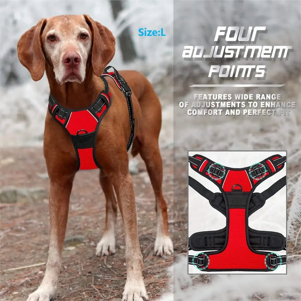 Dog Harness Without a Leash, Front Buckle, Heavy-Duty Reflective, Easy-to-Control Handle for Pet Dogs, Specially Designed for Walks