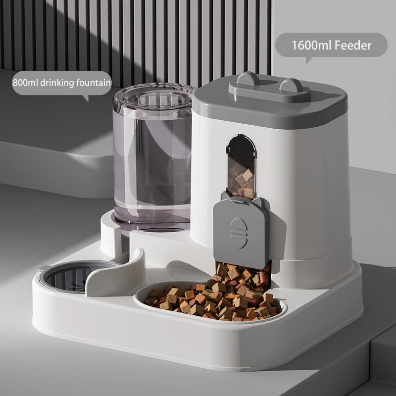 Pet Large-Capacity Feeder with Integrated Automatic Water Dispenser, Cat Food Bowl, Dog Feeding Bowl, Pet Supplies
