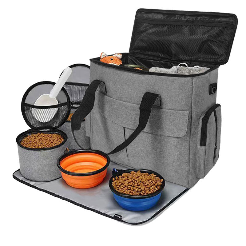 Pet Food and Accessories Backpack – Foldable, Oxford Fabric, Set of 6 Pieces