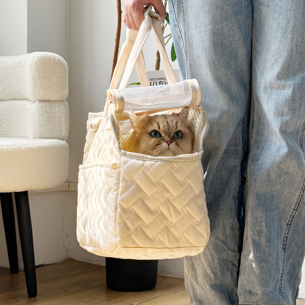 Modern carrier bag for cats and small dogs – lightweight, breathable, canvas