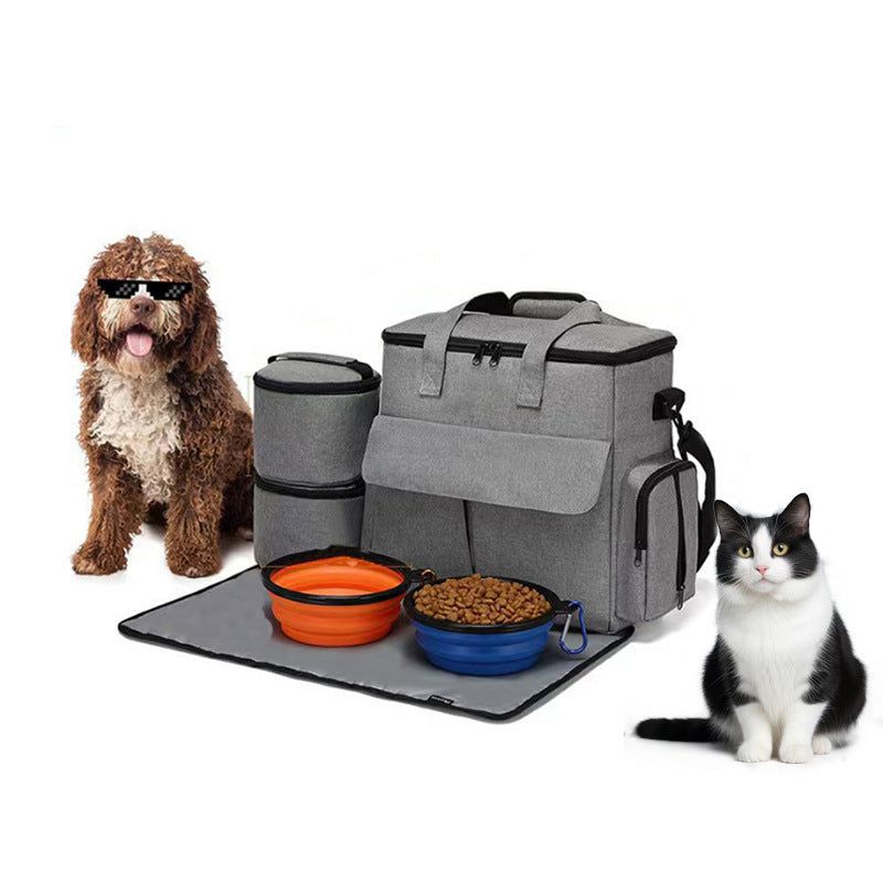 Pet Food and Accessories Backpack – Foldable, Oxford Fabric, Set of 6 Pieces