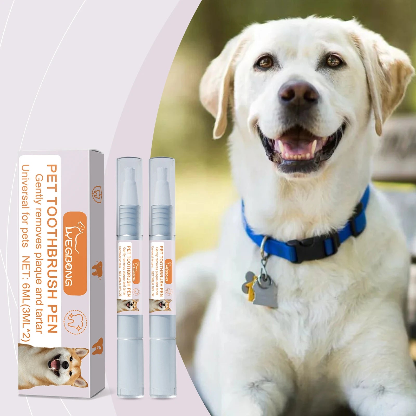 Pet Toothbrush Pen - A Teeth Cleaning Pen for Dogs & Cats to Remove Tartar, Calculus, Bad Breath and Oral Odor