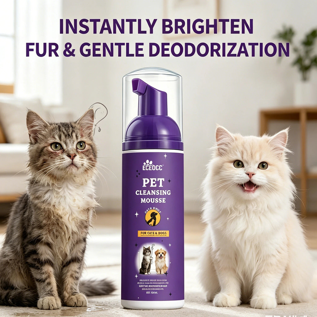 Deodorizing Waterless Pet Dry Wash Mousse No Rinse Cleansing Foam Shampoo Gentle Skin Friendly Hair Clean Care for Cats & Dogs