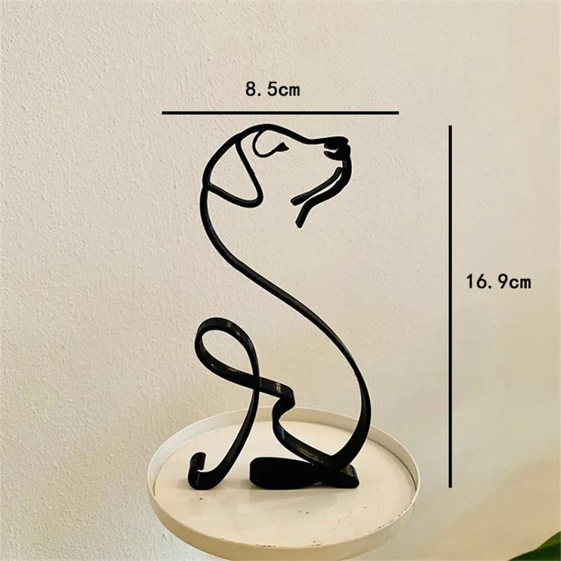 Metal dog sculpture – abstract minimalist figure for the home
