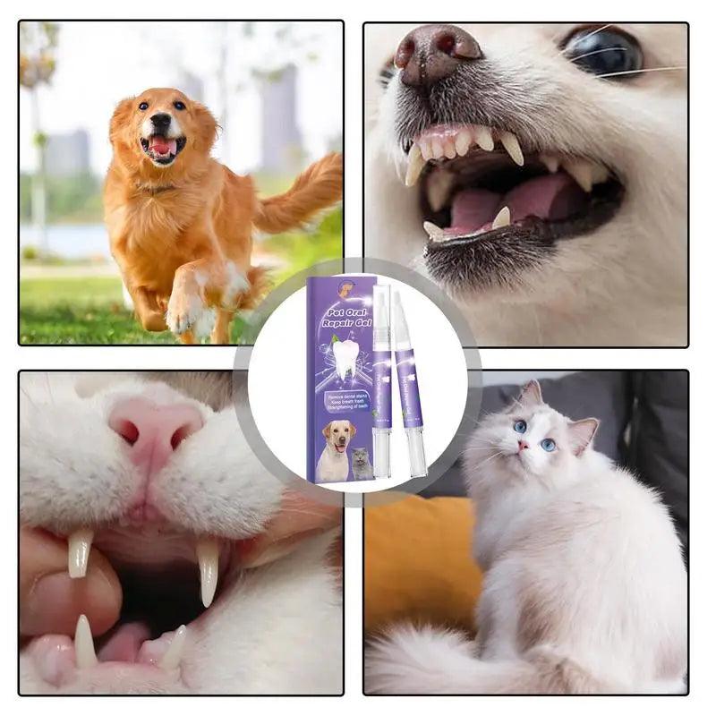 Pet Oral Repair Gel Dog Cat Teeth Cleaning Pen Natural Dog Toothpaste Gel Pet Breath Freshener Eliminate Bad Breath Oral Care
