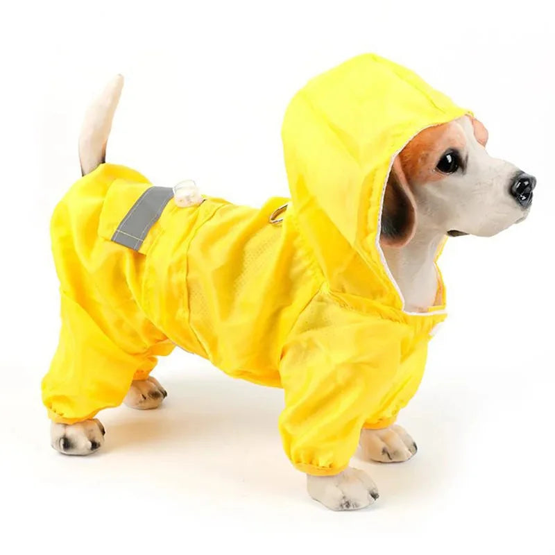 Pet Dog Raincoat Outdoor Puppy Rainwear Reflective Hooded Waterproof Jacket Clothes for Dogs and Cats Apparel Supplies