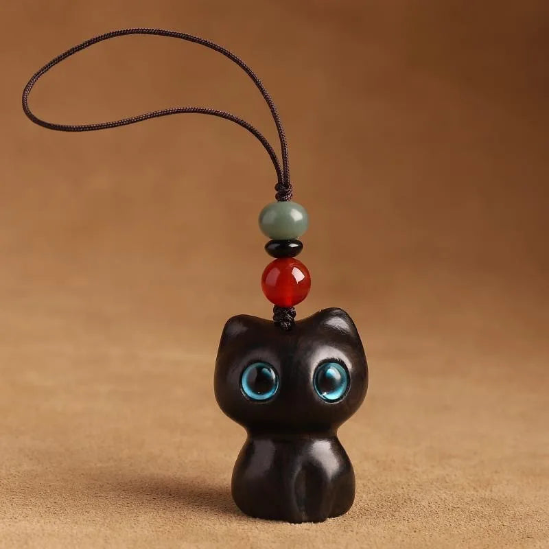 Small wooden cat figurine – hand-carved, made of sandalwood