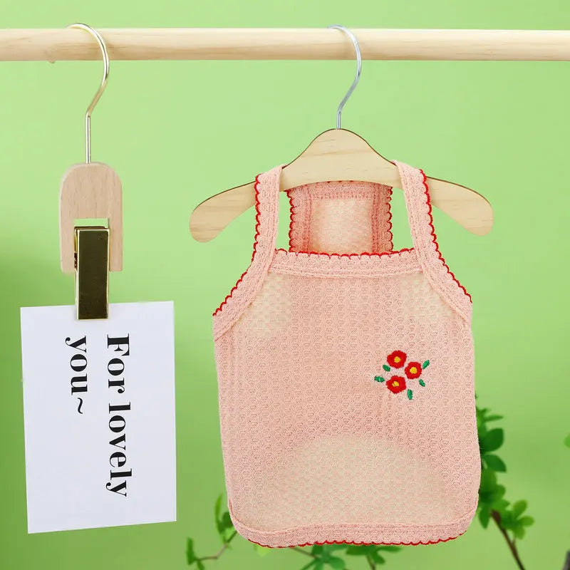 Summer vest for dogs – striped cotton vest, suspenders