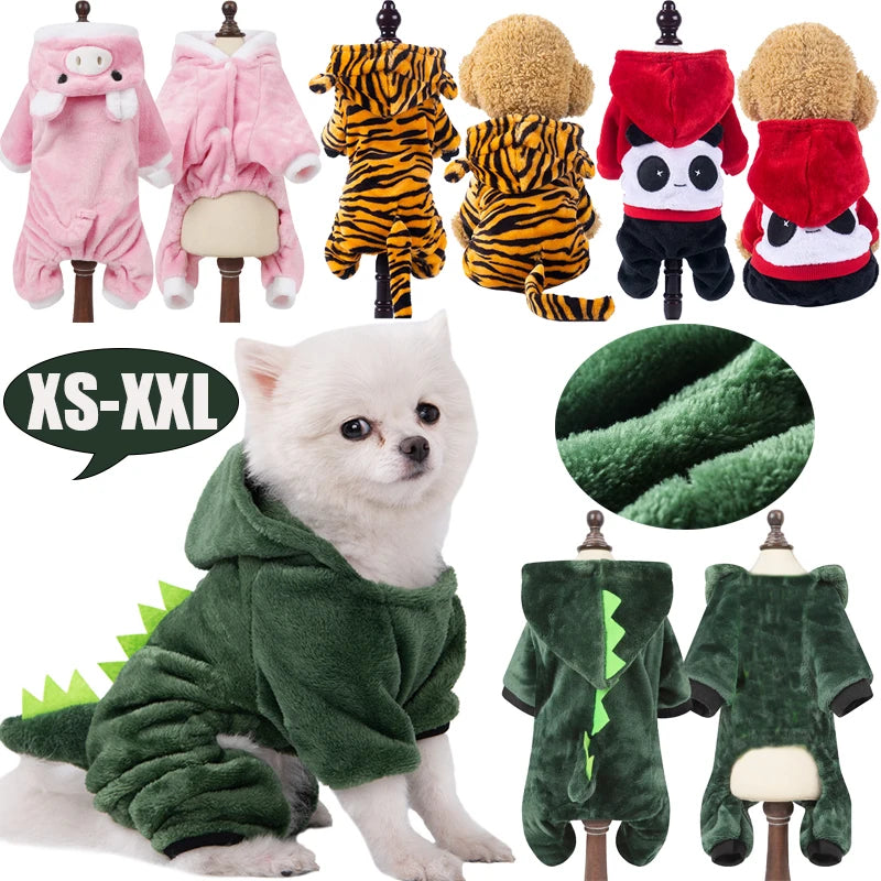 Winter fleece jumpsuit for dogs and cats – animal prints, XS–XXL