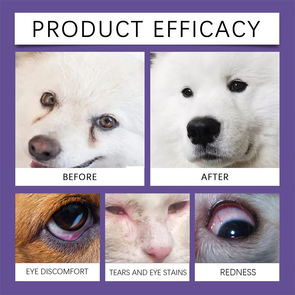 30ml Pet Eye Drops For Dogs Cats Non-Irritating Effectively Removes Ear Cleaner Cleaning Tear Stains Dirt Earwax Eyes Pet Care
