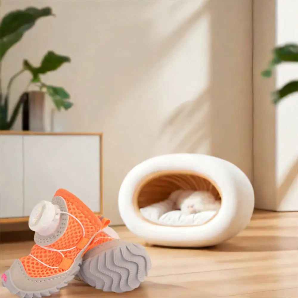 4pcs/set Pet Paw Accessories Breathable Dog Mesh Shoes Adjustable Reflective Pet Boots Thin Anti-slip Dog Footwear for Small Dogs