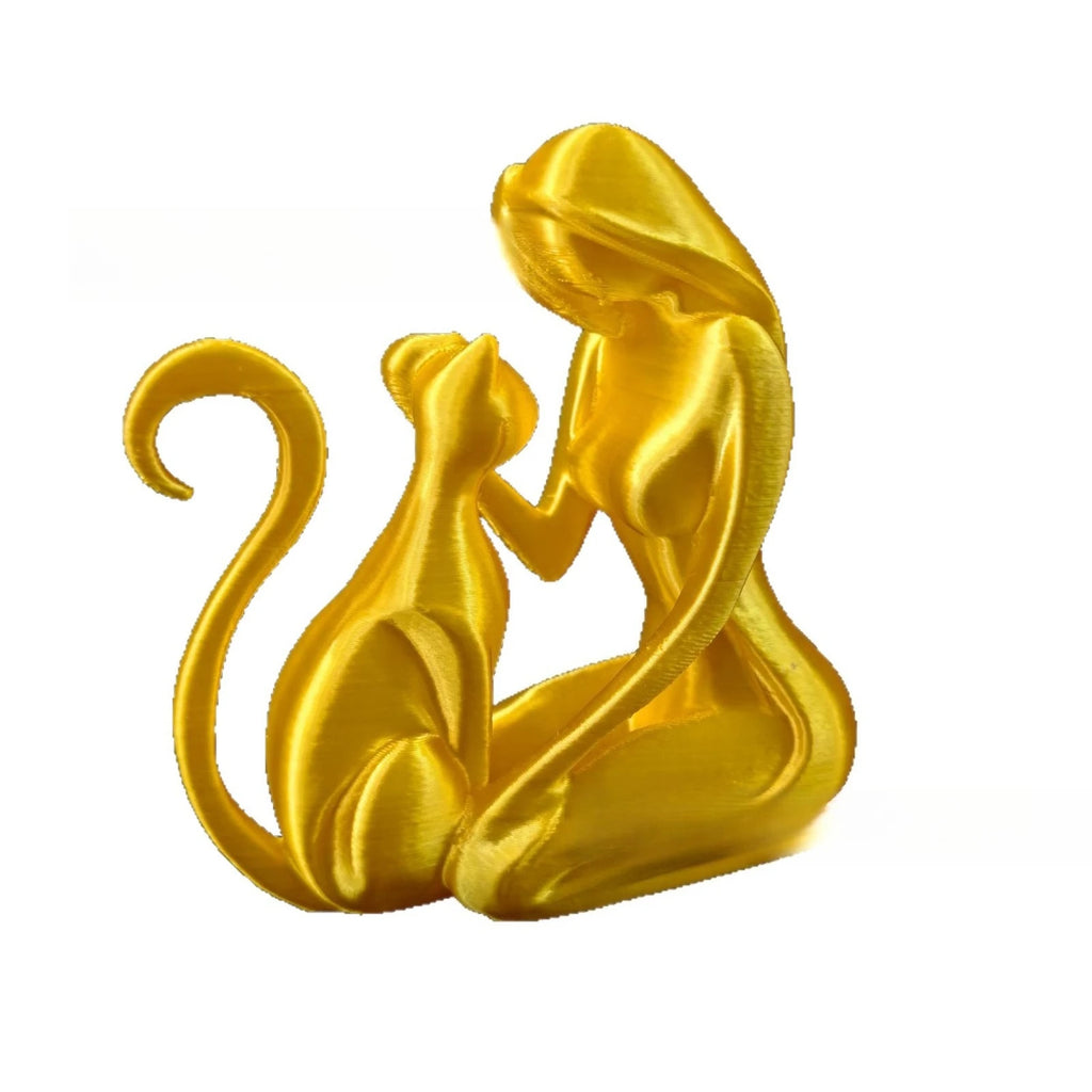 Ceramic Figurine of a Woman with a Cat – Decorative Sculpture for the Home