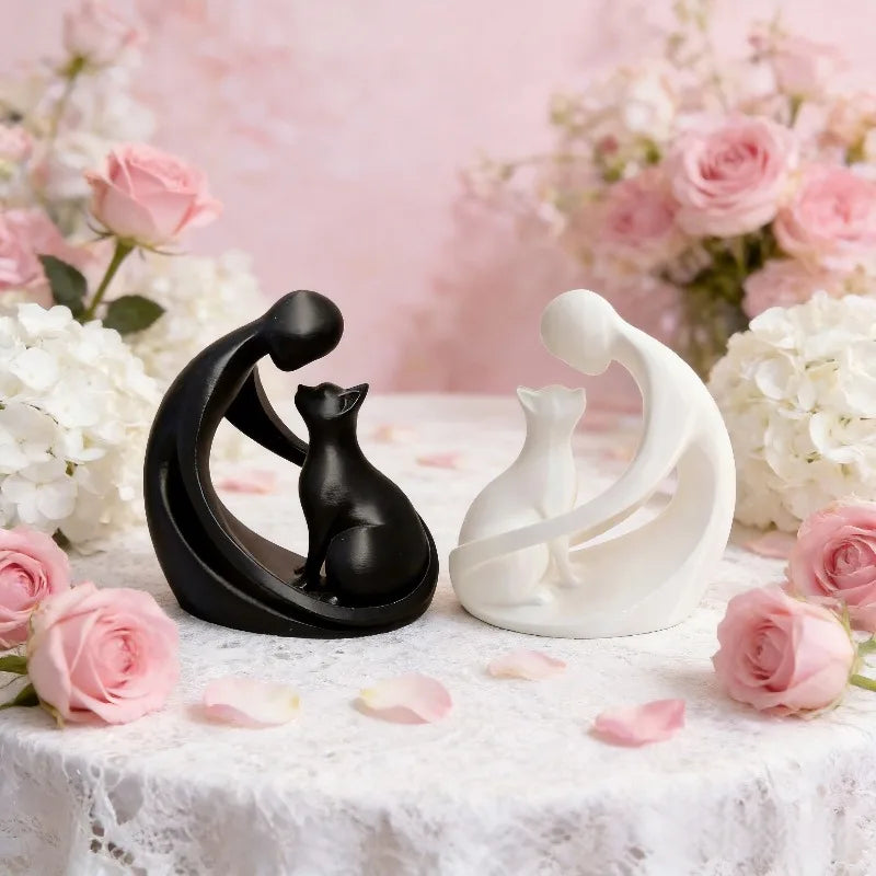 Modern abstract figure of man and cat – table decoration, gift