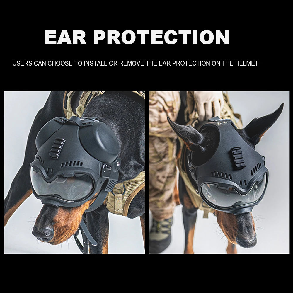Tactical K9 Dog Helmet – Military Style with Goggles