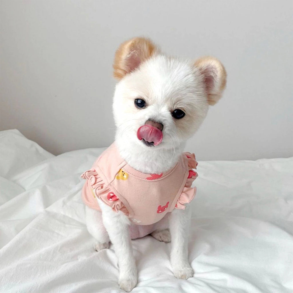 Vest for small dogs and cats - embroidered bunnies, flowers and bears