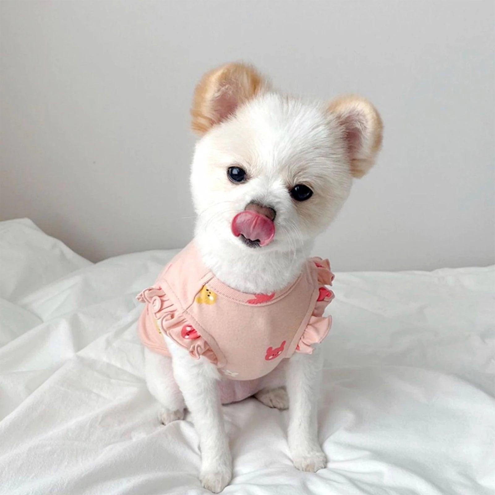 Vest for small dogs and cats - embroidered bunnies, flowers and bears
