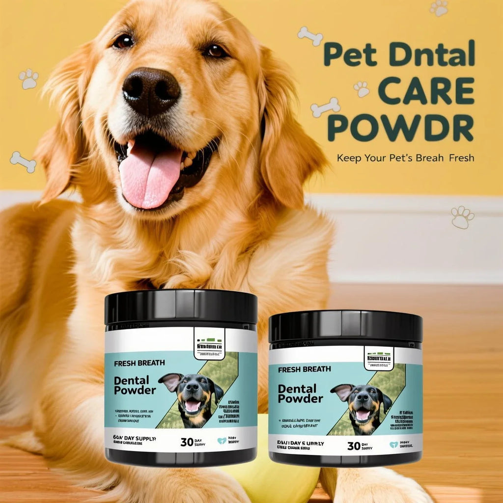 Pet Dental Cleaning Powder for Dogs & Cats - Freshens Breath, Removes Tartar & Plaque, Provides Comprehensive Oral Care.