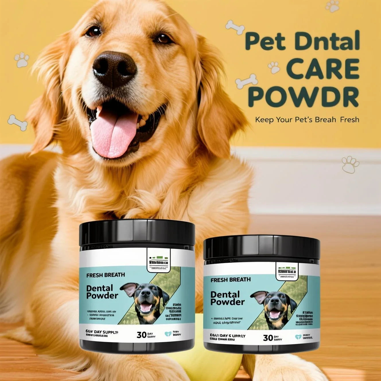 Pet Dental Cleaning Powder for Dogs & Cats - Freshens Breath, Removes Tartar & Plaque, Provides Comprehensive Oral Care.