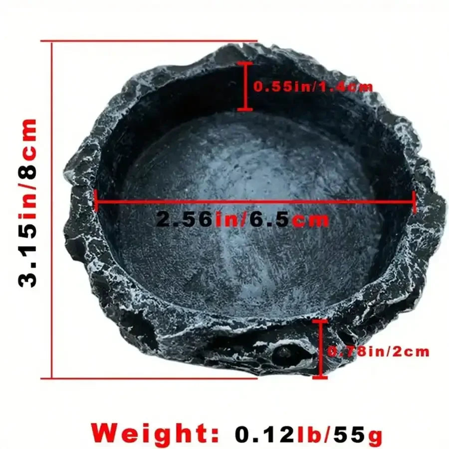 1 Pc Realistic Stone-like Reptile Feeding and Water Bowl Safe and Durable Ideal for Bearded Dragons and Other Small Reptiles