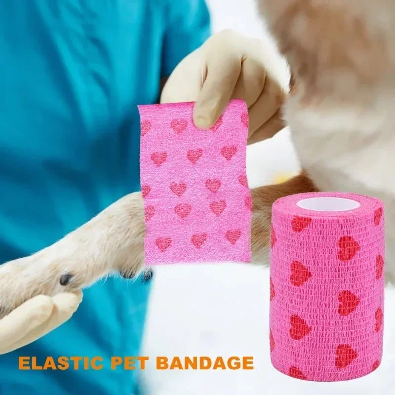 Pet Dog Cat Medical Breathable Elastic Bandage Non-woven Pet Self-Adherent Wound Outdoor Retractable Sports Tape Dog Accessories
