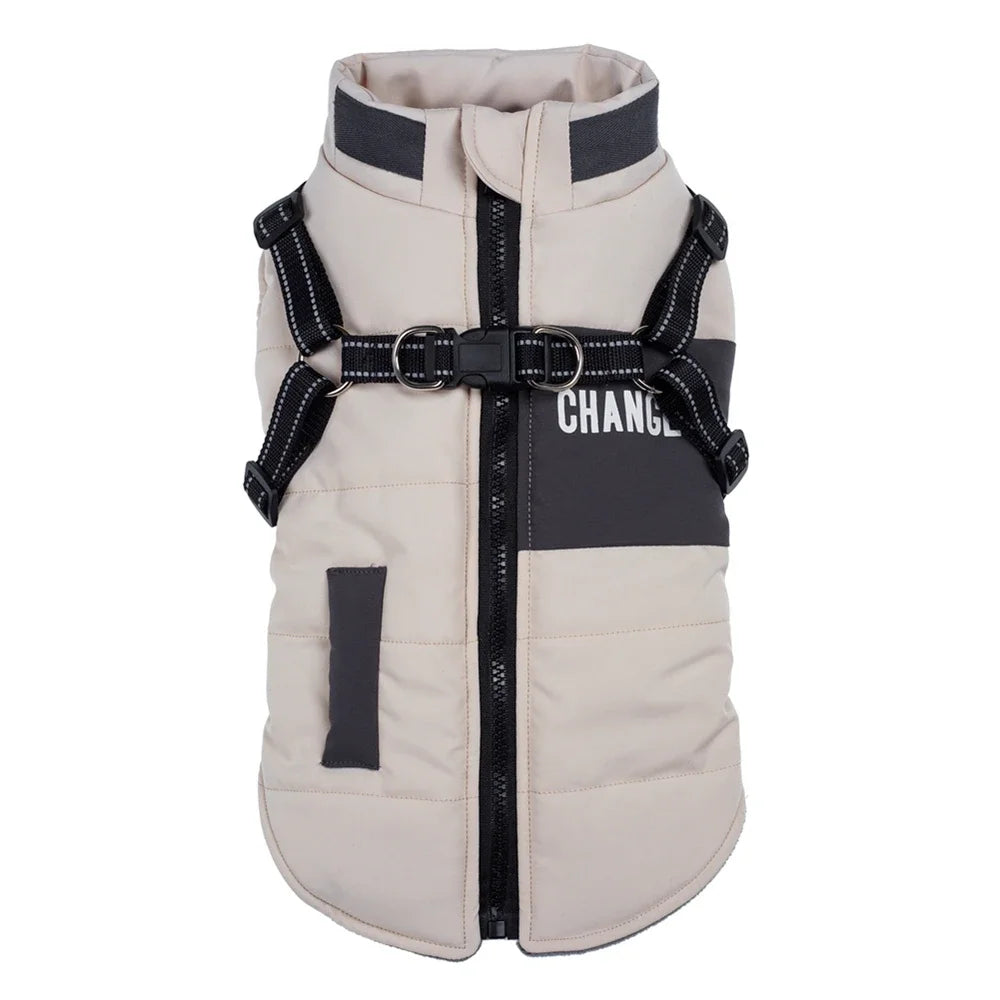 Dog Windbreaker with Dual D Leash Vest Dog Jacket Warm Dog Hoodie Warm Pet Dog Clothes
