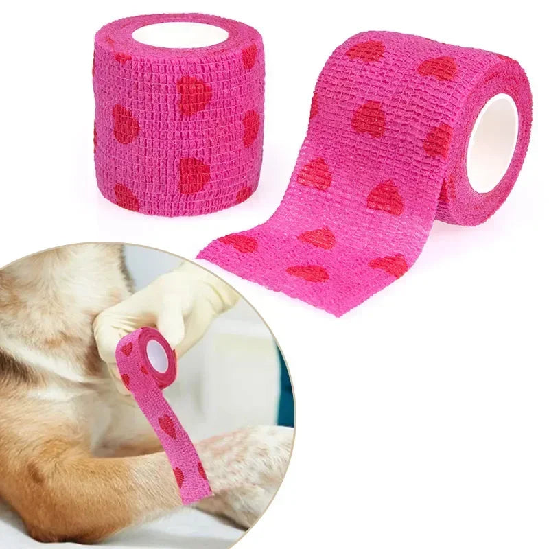 Pet Dog Cat Medical Breathable Elastic Bandage Non-woven Pet Self-Adherent Wound Outdoor Retractable Sports Tape Dog Accessories