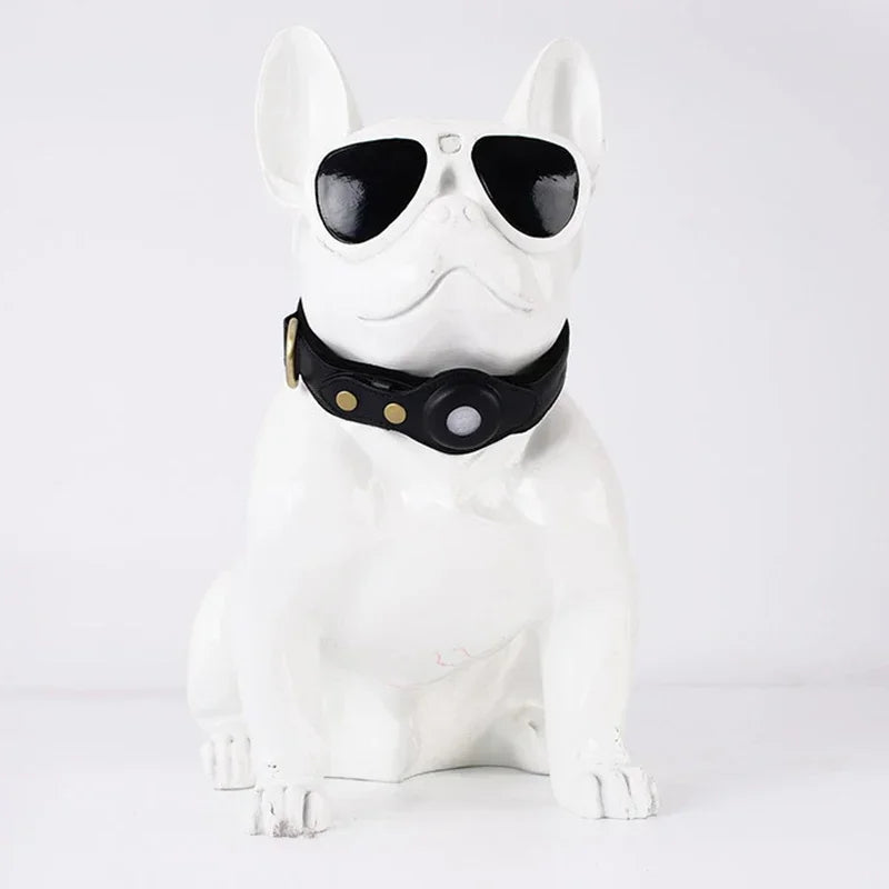 AirTag Holder Case Pet Dog Collar Leather Solid and Anti-Loss Genuine Leather AirTag Heavy Duty Dog Collar