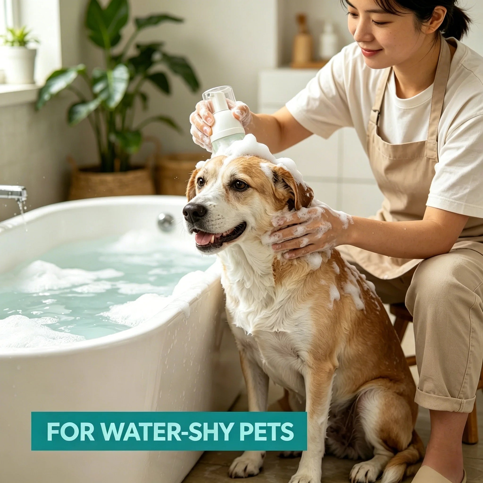 Pet Dry Shampoo Foam for Cats & Dogs, 60ml Waterless Bath-Free Grooming Cleanser for Puppies, Kittens & Pets