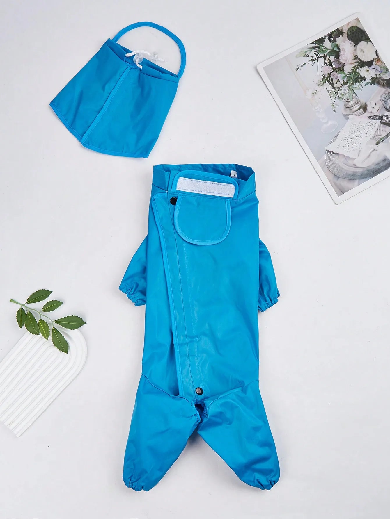 Dog Raincoat, Waterproof Dog Rain Jacket with Removable Hood, Adjustable 4 Legs Pet Poncho with Leash Hole, Snowproof Windproof