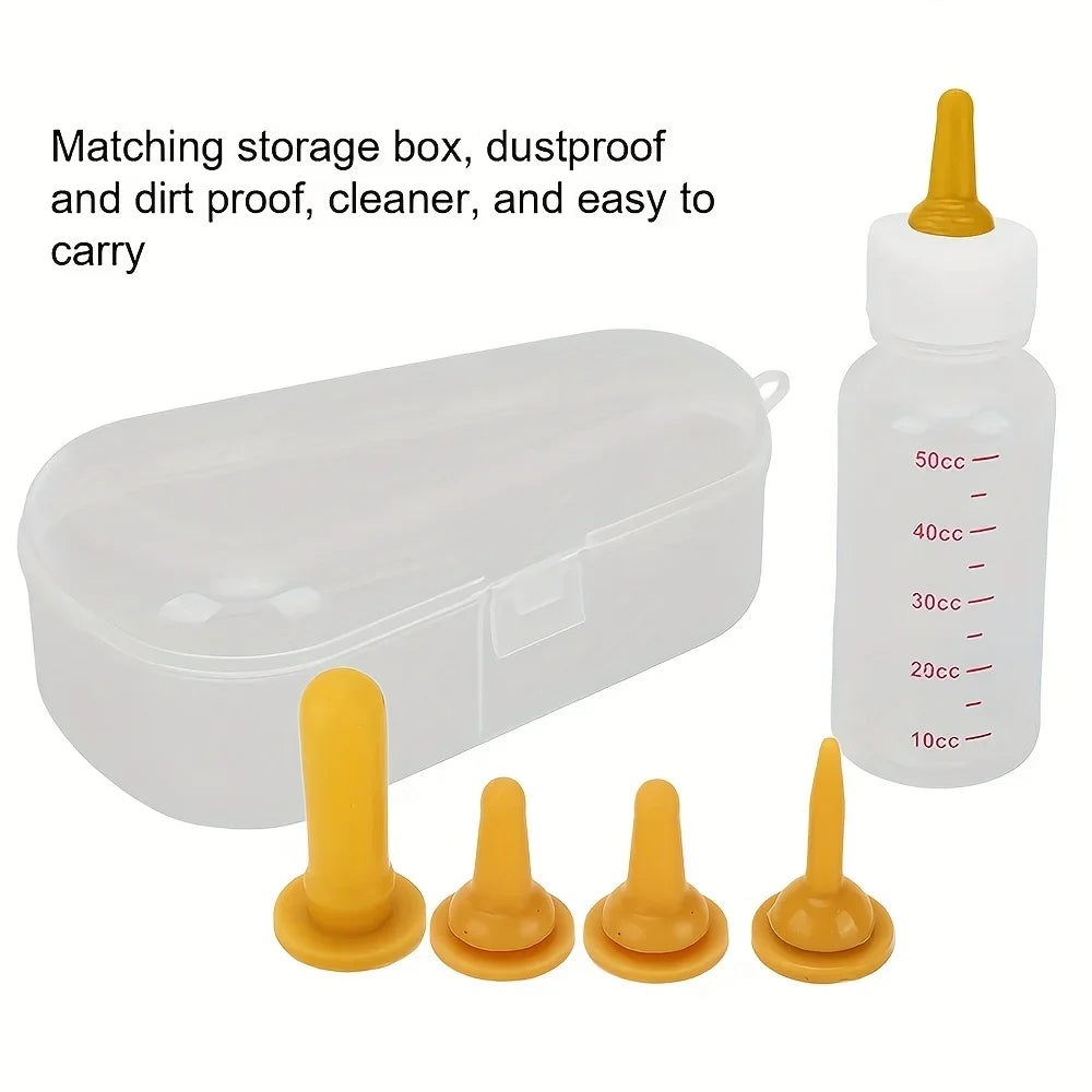 Pet Feeding Set for Cats and Dogs, Soft Silicone Pet Nursing Bottle with Transparent Storage Box, Sanitary, Clean, and Easy to Carry