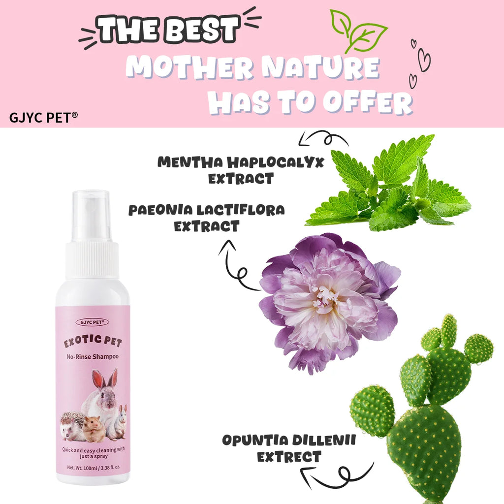 Waterless Pet Shampoo for Small Pets No-Rinse Gentle Hypoallergenic Formula Deep Cleansing Deodorizing Hair Care Grooming