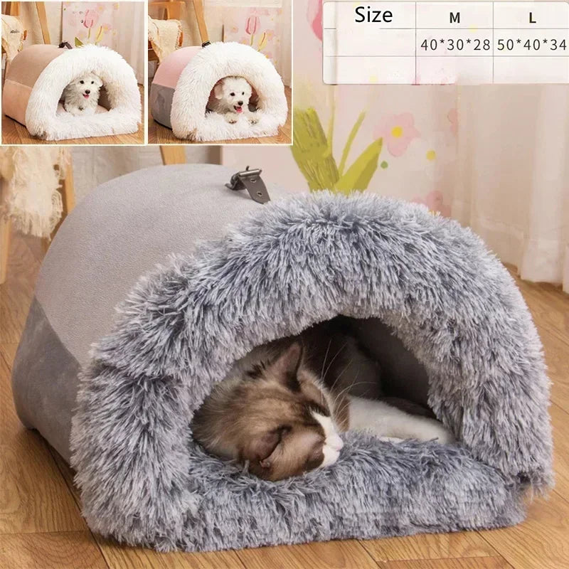 Plush Basket - Warm Bed for Cats and Small Dogs, M/L