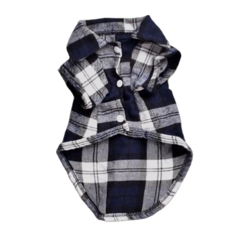 Small Dog and Cat Plaid Shirt Jacket, British Style Lapel Button-up Pet Clothes, Cute Stylish Outfit for Tiny Breeds and Kittens
