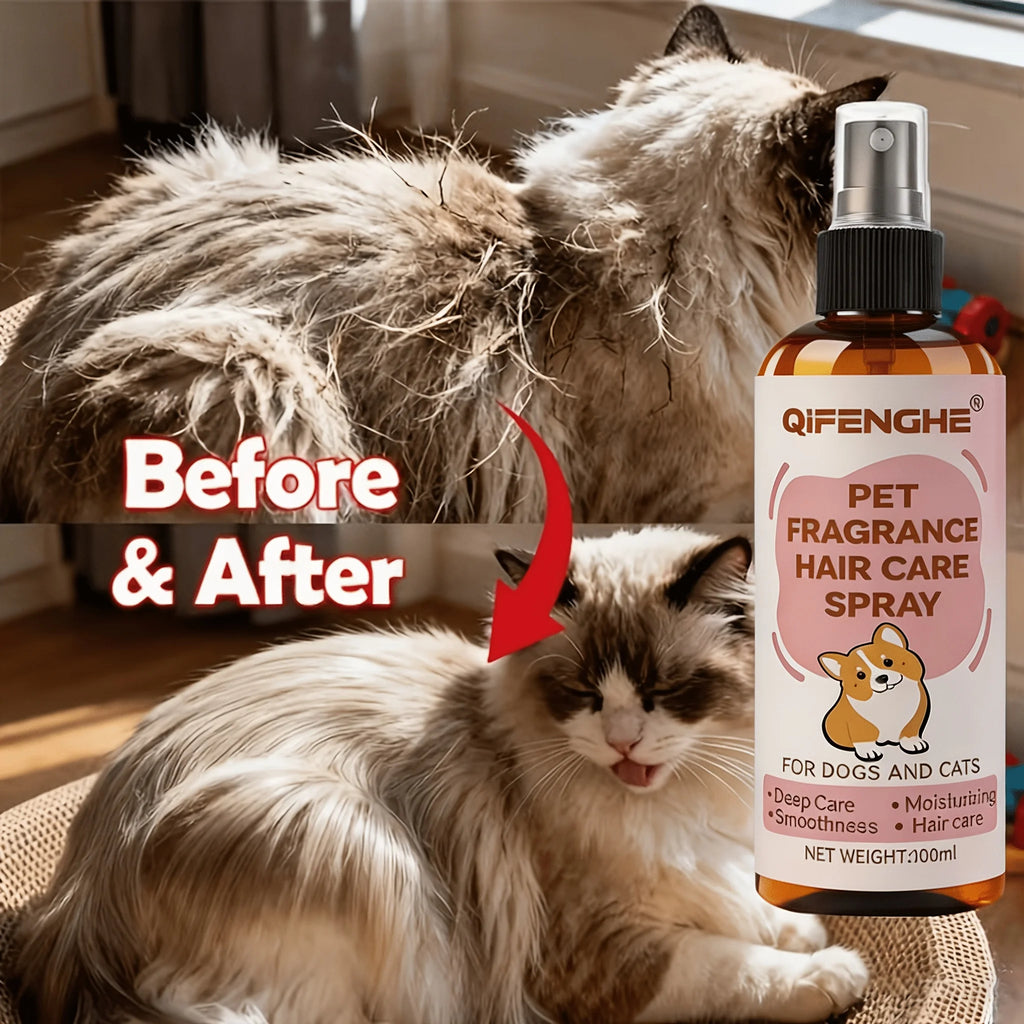 3.38Oz Pet Hair Care Spray, Fur Conditioner for Dogs and Cats, Instant Frizz Control and Smooth Coat, Deep Nourishing Detangler
