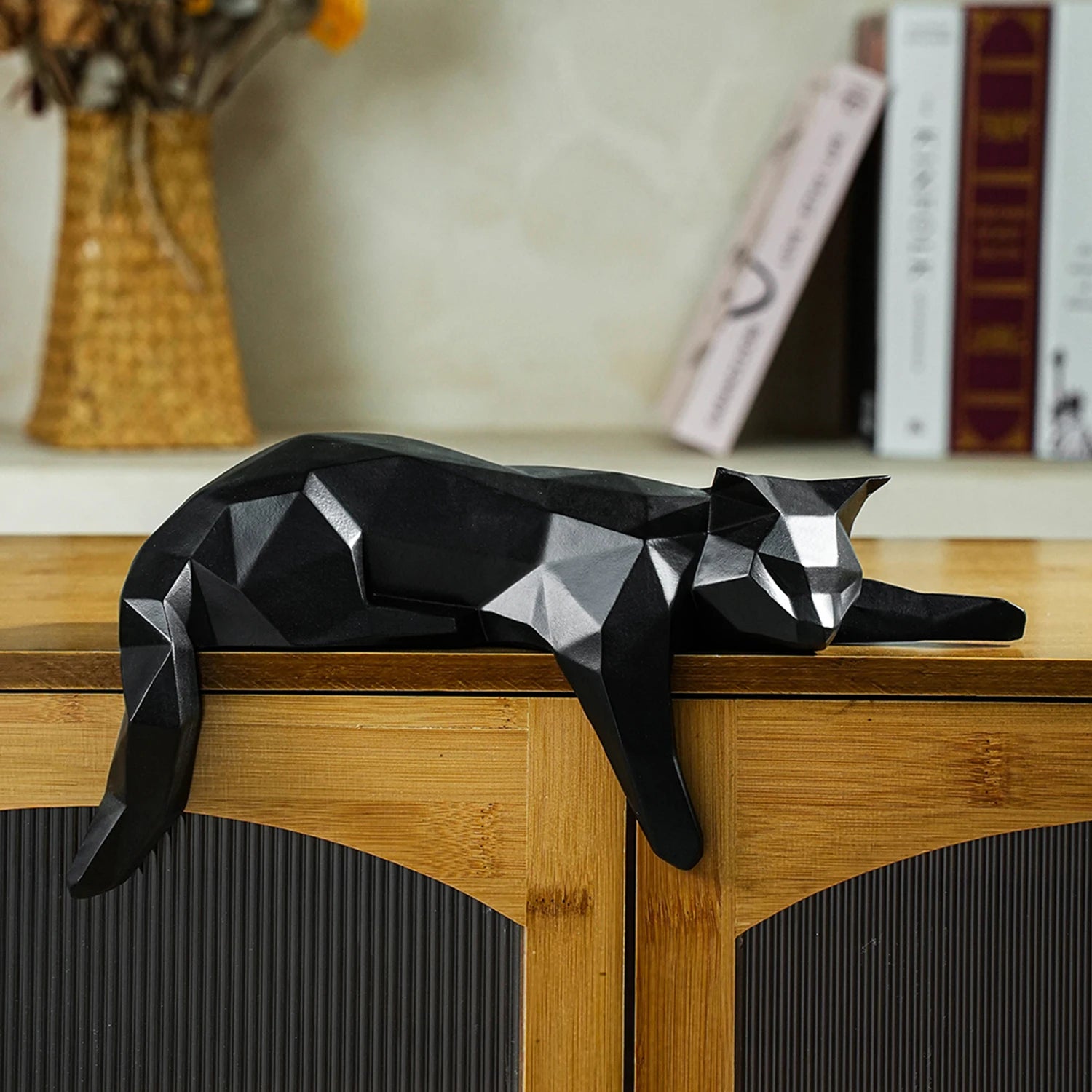 Geometric Cat Sculpture in a Lying Position – Modern Home Decor