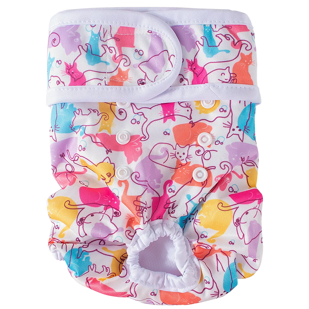 Washable Reusable Dog Diapers for Female Dogs-PUL Waterproof & Breathable,Multi-Layer Absorbent Core,Leak-Proof Tail Hole Design