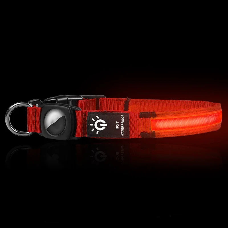 Dog Collar Hot Selling AirTag Protective Sleeve Without Positioning Tracker Waterproof LED Pet Luminous Collar Cat Collar