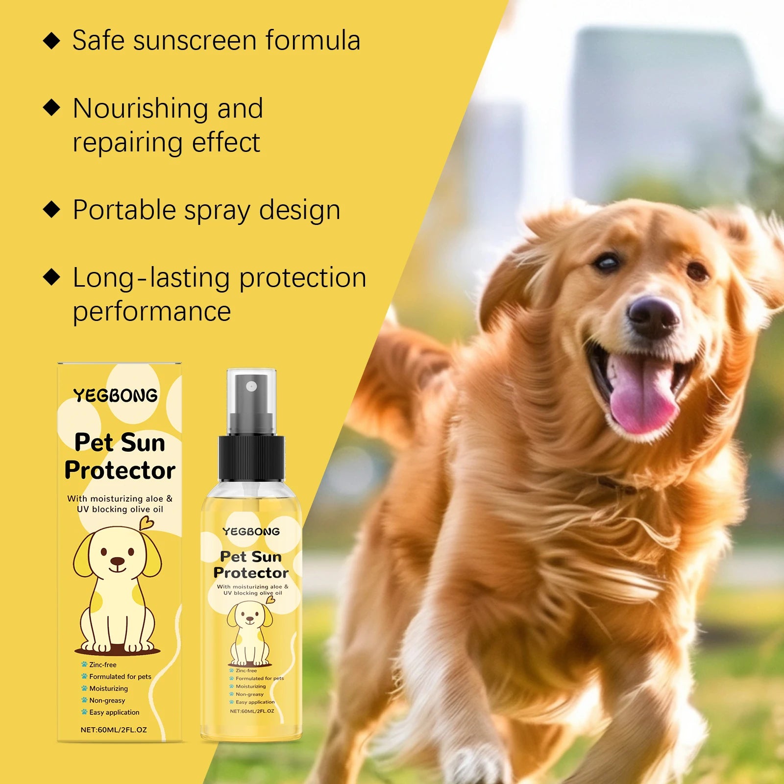 Pet Sunscreen Spray For Dogs UV Protection Moisturizing Sunblock For Nose Ears Paws Sensitive Skin Outdoor Summer Dog Skin Care