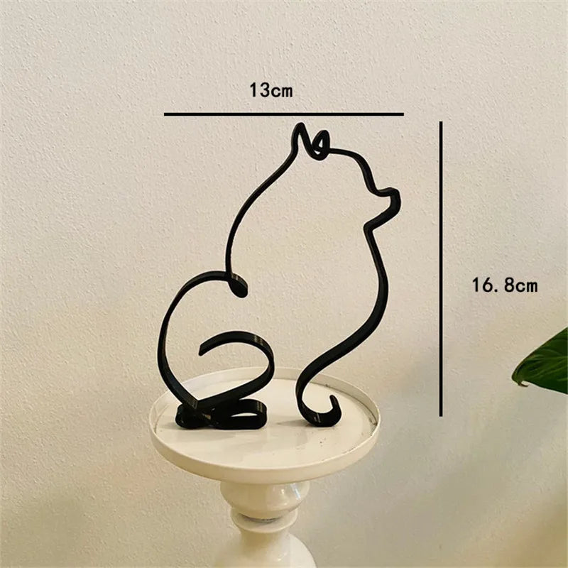 Metal dog sculpture – abstract minimalist figure for the home