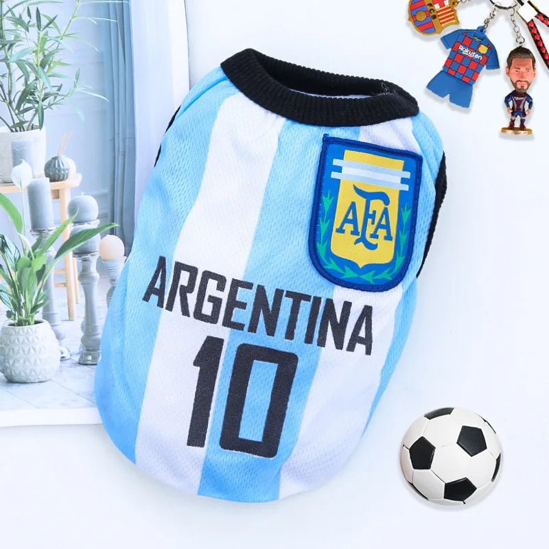 Small Pet Dog Clothes Football Fan Gear Jumpsuit Thin Cotton Vest Breathable Cat Outfit Pomeranian Dog Apparel for Animals