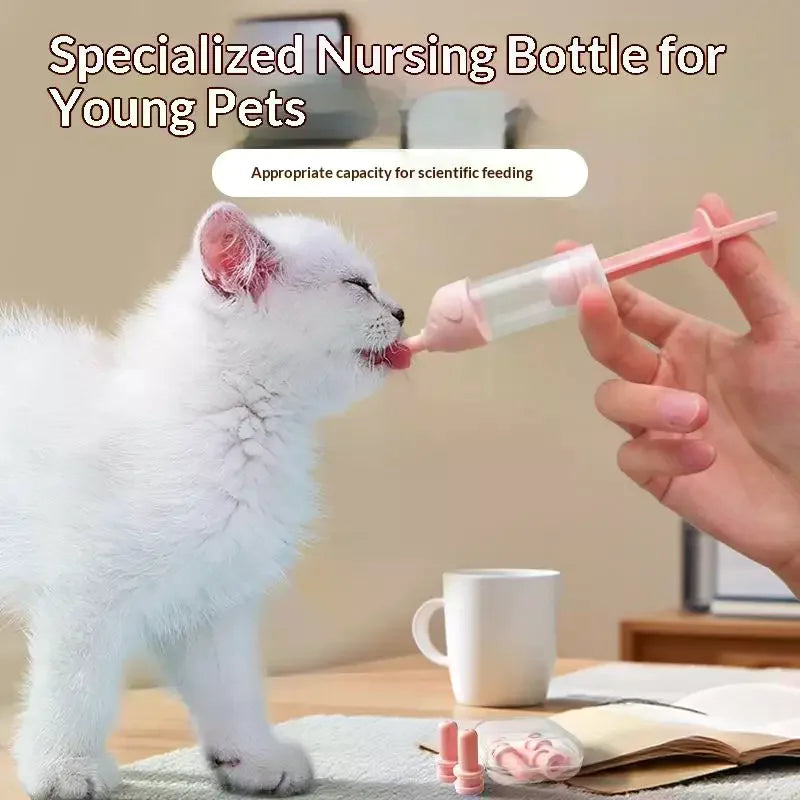 Small Pet Feeding Device Puppy Kitten Nursing Bottle Silicone Nipple Pet Milk Feeder for Small Dogs and Cats Newborn Pet Feeding