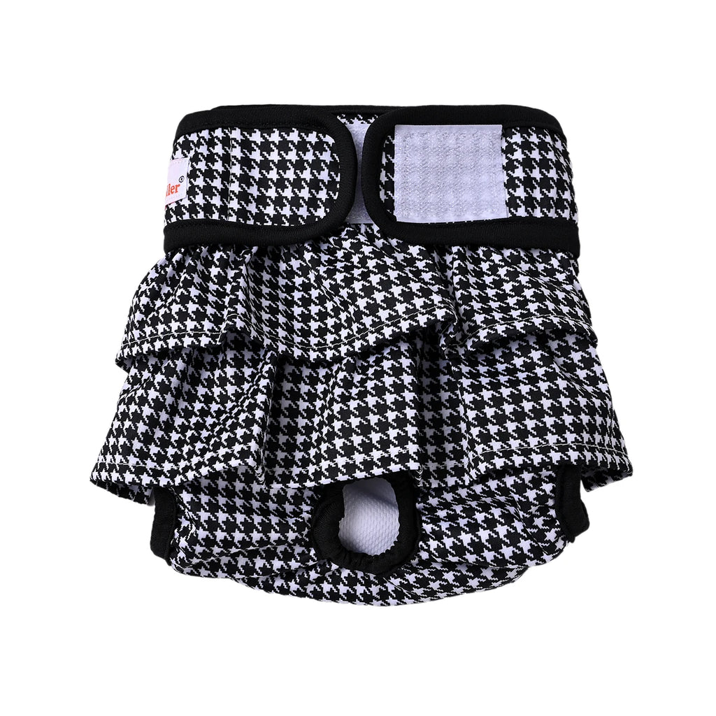 Washable Female Dog Diaper Cute Houndstooth Dress Short Underwear Belly Bands Reusable Pet Panties Sanitary Pant Diapers